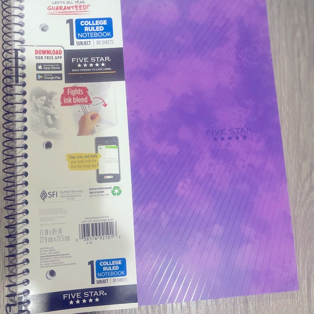 Five  star spiral notebook 80 sheets